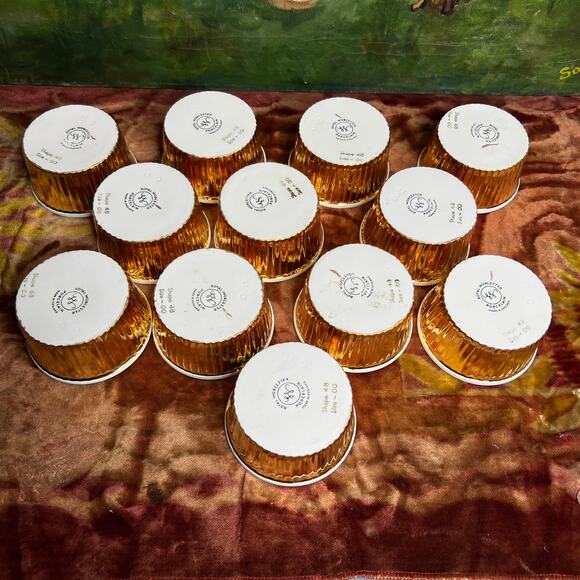 Vintage 70s Royal Worcester Luster Gold Set of 12 Ramekins Rare Size 48 Shape 00 - Picture 5 of 11